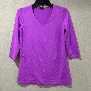 JudyP Judy P V-Neck 3/4 Sleeve Top Shirt Purple Shirt Women’s Size XS $93